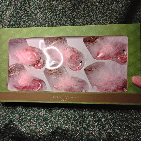 Dillard's Blown Glass Pink Flamingo Clip Christmas Ornament Box Of 6 - Picture 11 of 11